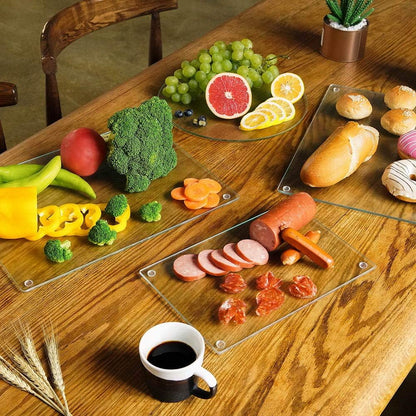 Murrey Home Glass Cutting Board Set for Kitchen Counter, Tempered Glass Chopping Boards Dishwasher Safe, Small Clear Countertop Tray, 16"x12"x2PC