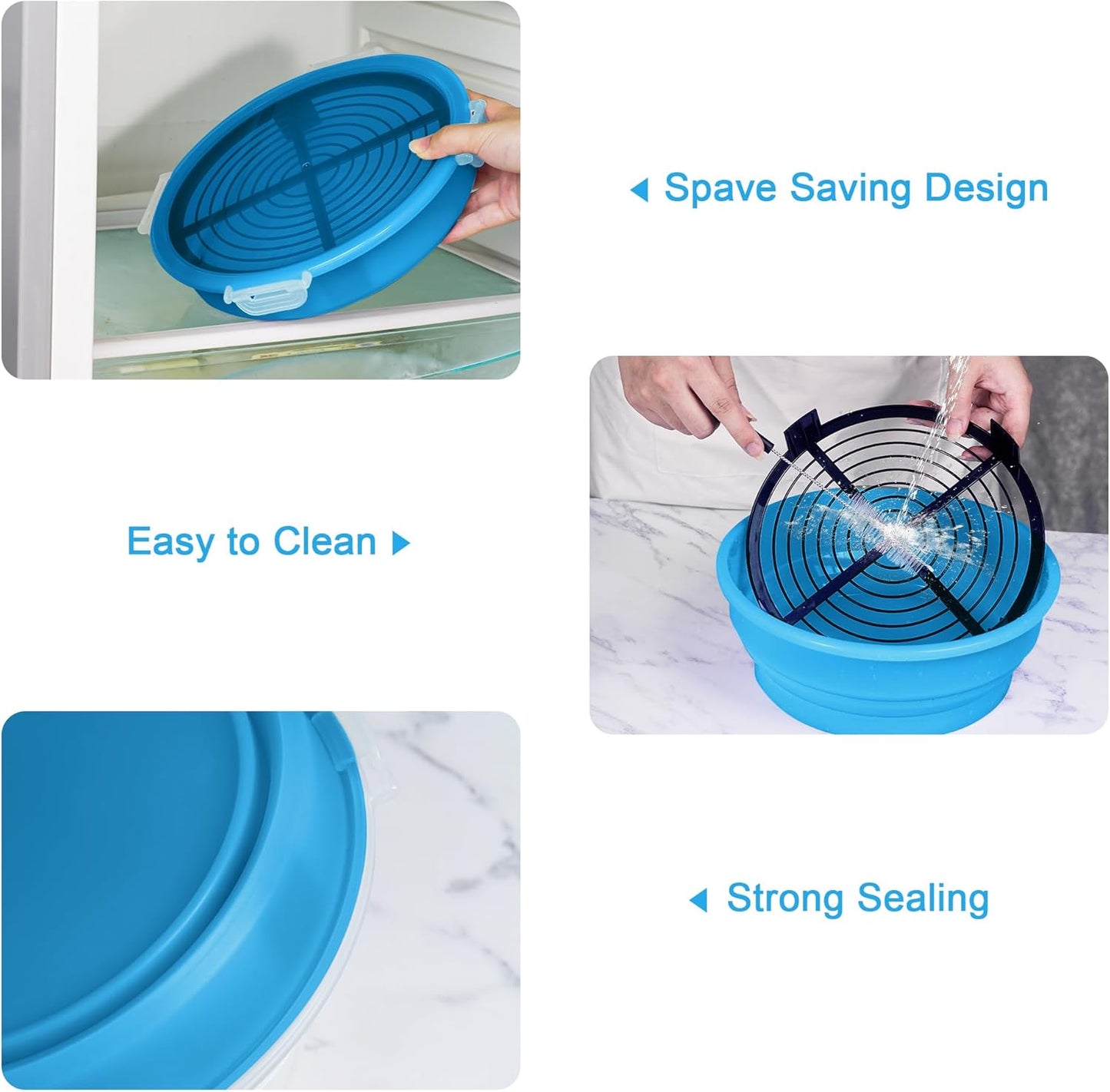 FJNATINH Collapsible Batter Bowl - Mess Free Better Breader Shaker Bowl with Lid Breading Shaker Container for Fried Fish, Fried Chicken, Onion Rings & More,No Leak,Easy to Store,Light Blue