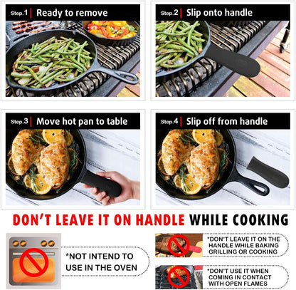 Cbiumpro 2 Pack Heatproof Cast Iron Handle Cover Holder for Hot Skillet Pan