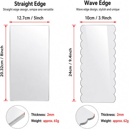 Clear Acrylic Cake Scraper, Cakes Icing Smoother Comb for Baking Butter