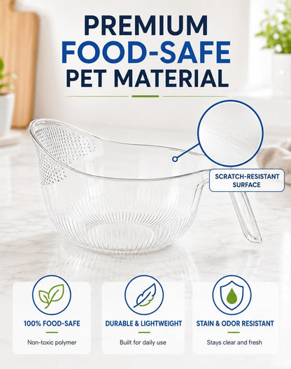 Multipurpose Rice Washing Bowl Strainer with Handle，Transparent：Small+Large