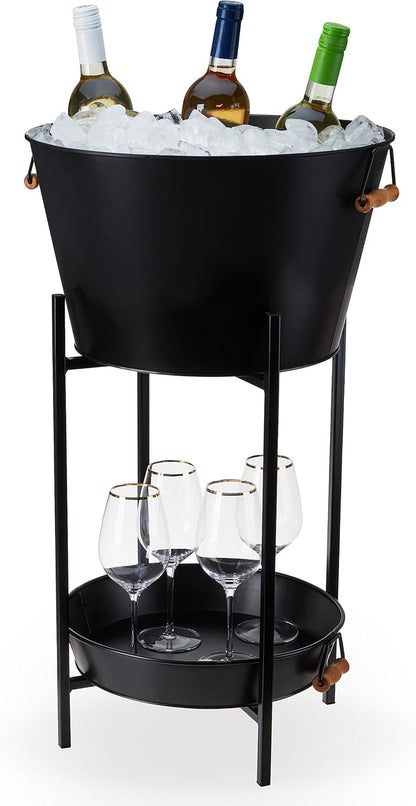 Twine Cheers Beverage Tub, Galvanized Tubs for Entertaining, Drink Buckets for Parties, Large Ice Tub and Gift Basket, Beer Buckets, Cream, 6.3 Gallons Set of 1