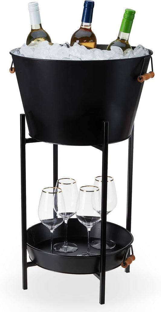 Twine Cheers Beverage Tub, Galvanized Tubs for Entertaining, Drink Buckets for Parties, Large Ice Tub and Gift Basket, Beer Buckets, Cream, 6.3 Gallons Set of 1