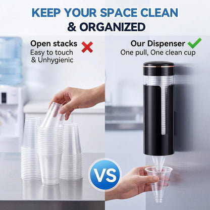 Roshtia 200 Pcs 4 oz Plastic Cone Cups with Pull Type Wall Mounted Dispenser, Thicken Disposable Water Cooler Cups Commercial Water Cup Dispenser for Office, Dental Clinic, Bathroom, Gym, School