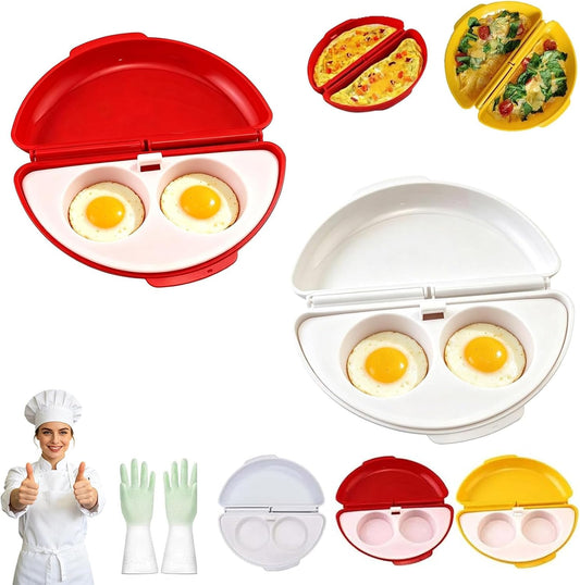 2-In-1 Microwave Omelette Maker & Egg Cup Cooker with Removable Tray，A+B
