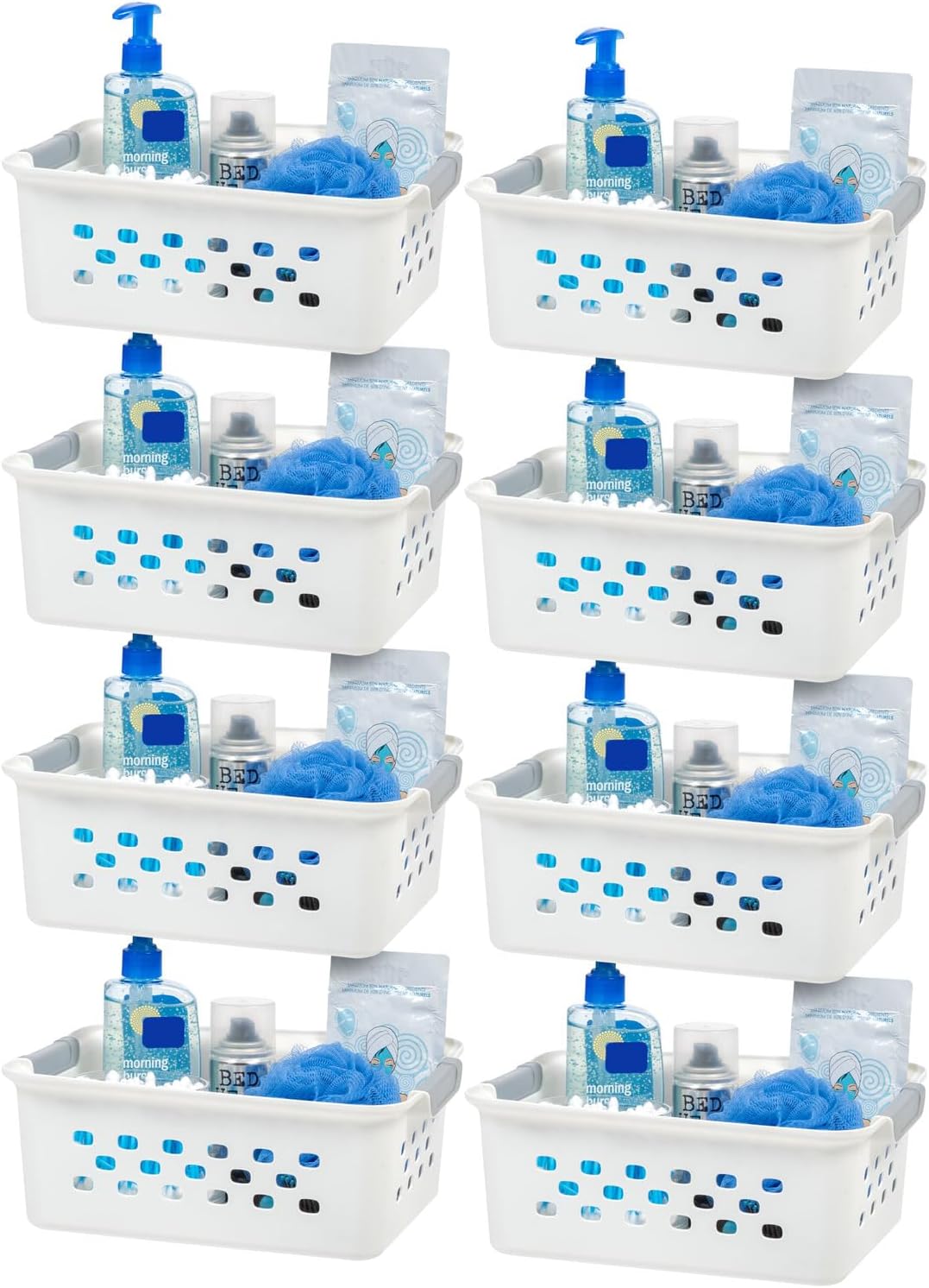 IRIS USA Plastic Storage Baskets, 6-Pack, Made in USA, Shelf Baskets Small Baskets Organizing Bins for Pantry Countertops Closet Shelves Laundry Room Office, Multi-Purpose, Nestable, Easy Carry, Black