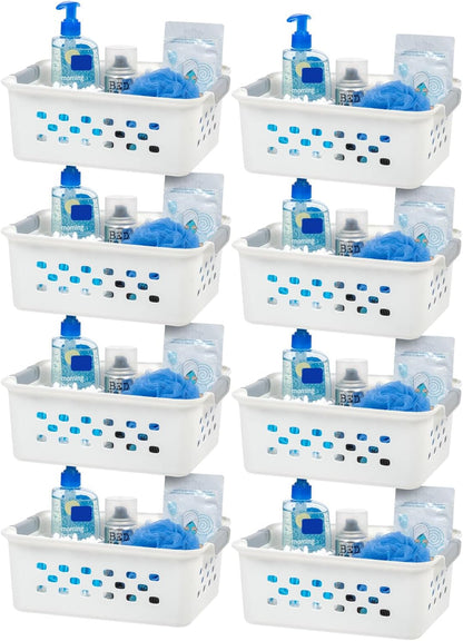 IRIS USA Plastic Storage Baskets, 6-Pack, Made in USA, Shelf Baskets Small Baskets Organizing Bins for Pantry Countertops Closet Shelves Laundry Room Office, Multi-Purpose, Nestable, Easy Carry, Black