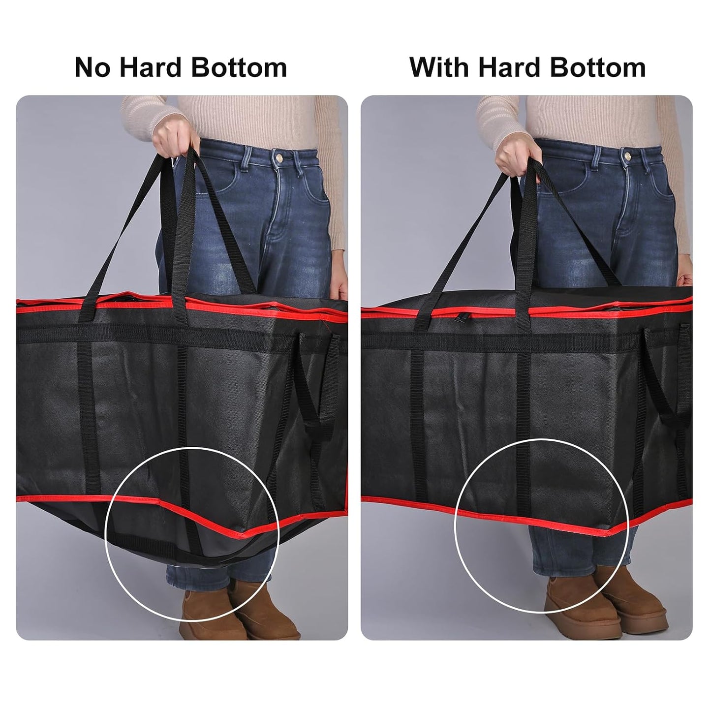 Bodaon 2-Pack Insulated Food Delivery Bag, XXX-Large Meal Grocery Tote Insulation Bag for Hot and cold Food, Commercial, Large Capacity Reusable Warming Bag, Heavy Duty Pizza Carrier, Black + Red