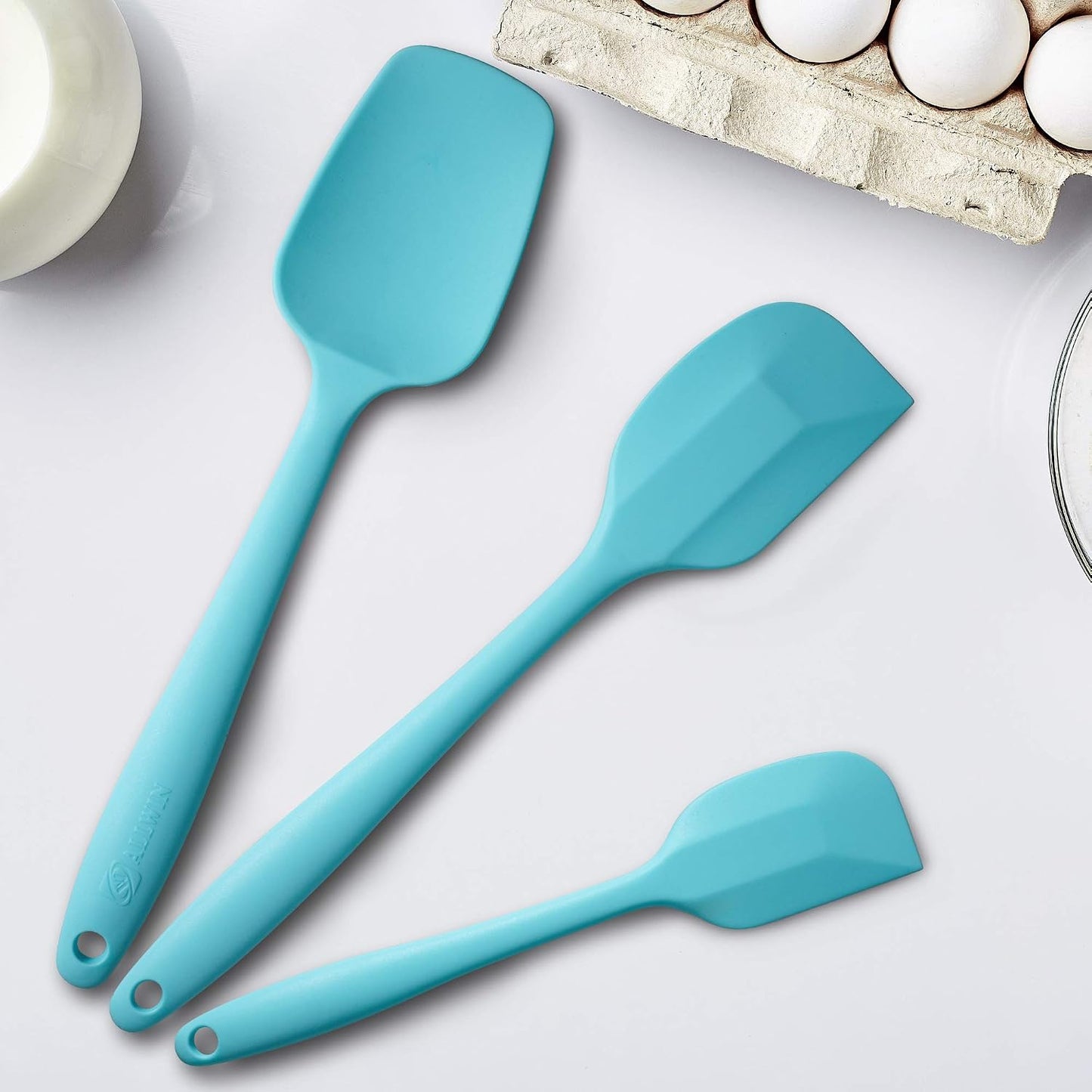 Silicone Spatula 3-piece Set, Ergonomic Handle High Heat-Resistant Spatulas, Non-stick Rubber Spatulas with Stainless Steel Core, Black