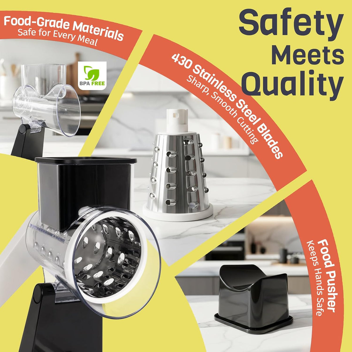 Upgraded Rotary Cheese Grater, Hand Crank, Pinkish Purple