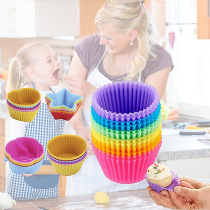 12pcs Reusable Silicone Muffin Cups & Cupcake Molds – Non-Stick Baking Tools for Perfectly Shaped Treats – Heat Resistant & Durable – For Home Bakers