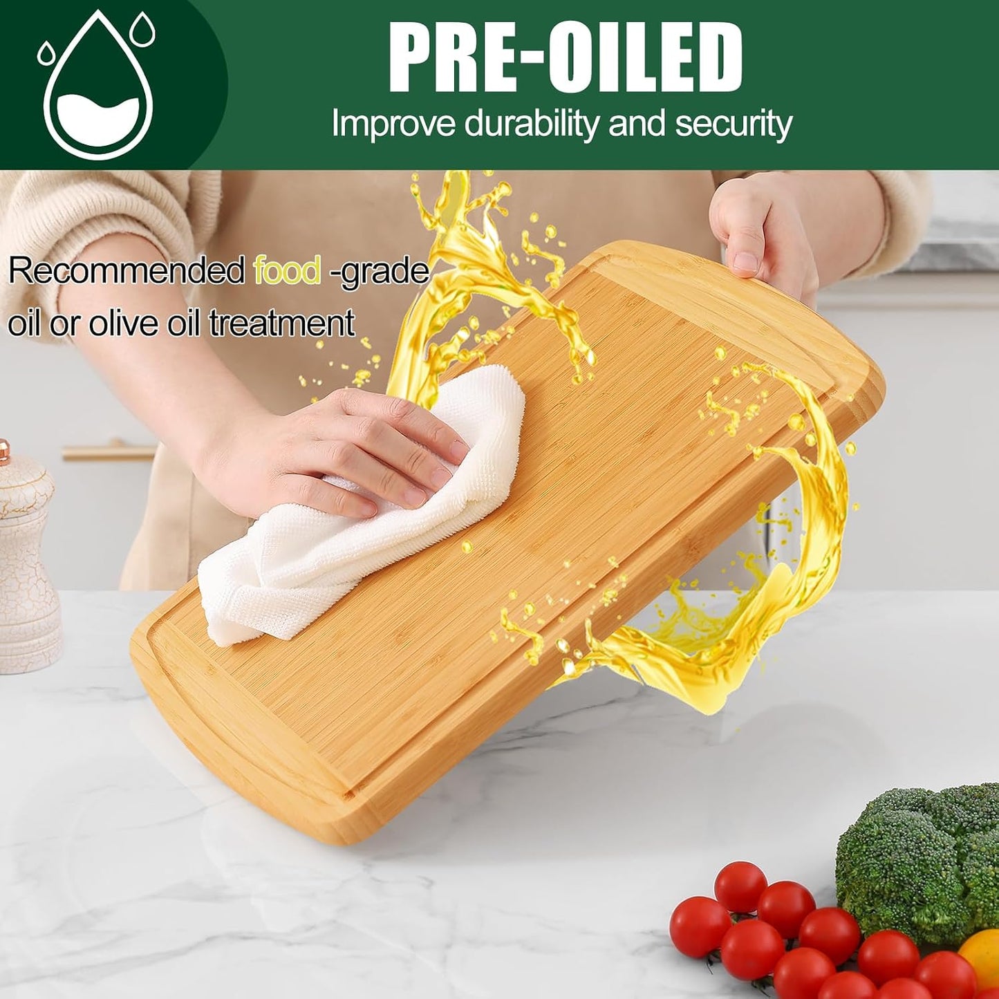 Homaxy Extra Large Bamboo Cutting Boards for Kitchen, 18x12.5" Wood XL Cutting Board with Juice Groove, Butcher Block Wooden Chopping Board for Kitchen, Meat, Cheese, Fruit & Vegetables - Pre Oiled