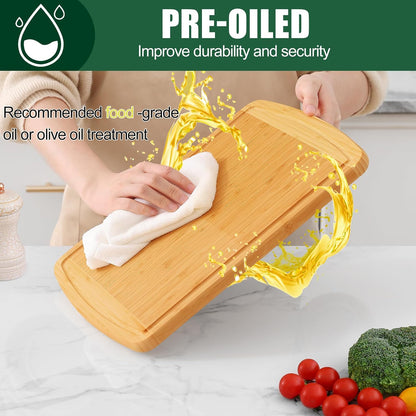 Homaxy Extra Large Bamboo Cutting Boards for Kitchen, 18x12.5" Wood XL Cutting Board with Juice Groove, Butcher Block Wooden Chopping Board for Kitchen, Meat, Cheese, Fruit & Vegetables - Pre Oiled