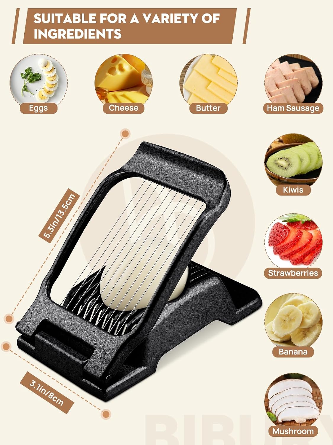 BIBURY Egg Slicer for Hard Boiled Eggs, Heavy Duty Aluminium Fruit Slicer