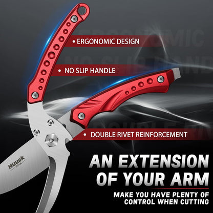 Huusk Kitchen Scissors All Purpose Poultry Shears Heavy Duty Ultral Sharp Detachable Kitchen Shears for Chicken Bone Turkey Silvery Stainless Steel Cooking Shear Thanksgiving