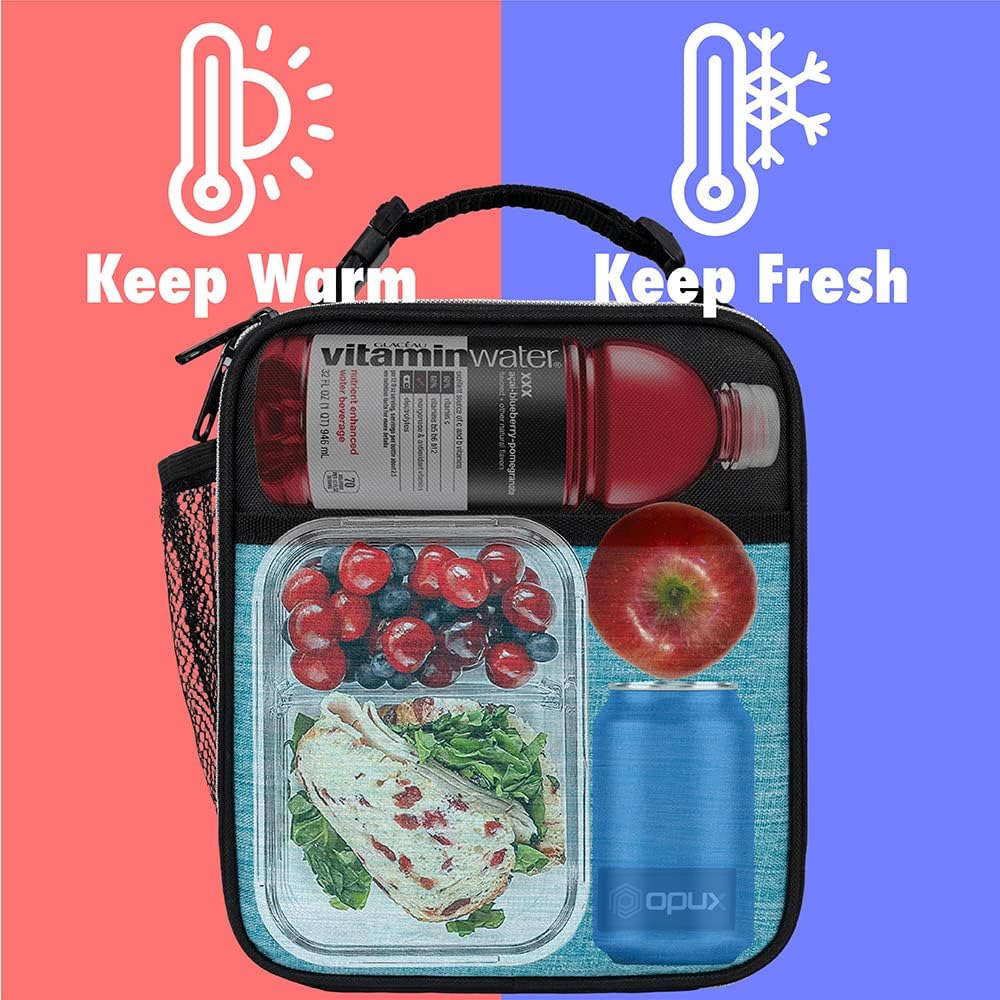 opux Premium Insulated Lunch Box, Soft School Lunch Bag for Kids Boys Girls, Leakproof Small Lunch Pail Men Women Work, Reusable Compact Cooler Tote Lunchbox for Office Adult, Black