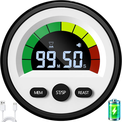 Digital Magnetic Kitchen Timer for Cooking, Rechargeable, Loud Alarm