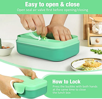 Caperci Bento Box for Kids - Stackable Leakproof Multiple Compartments Lunch Containers for Kids with Sauce Container, 5.8 Cups, Idea for School, On-the-go, Built-in Utensil Set, BPA Free (Purple)