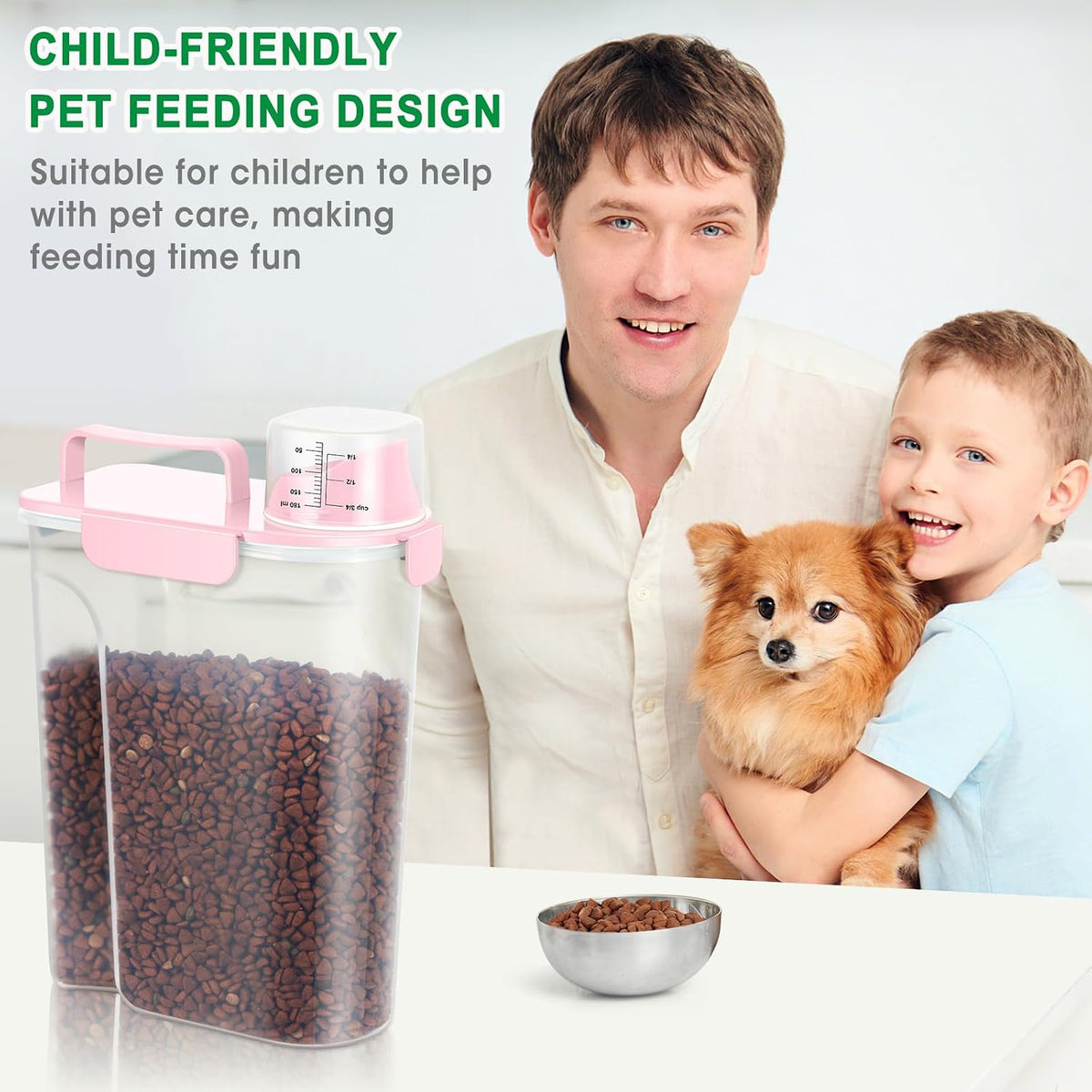 TBMax 10 Lbs Cat Dog Food Storage Container, 2026 Upgraded Large Pouring Container for Pet Food Storage, Bird Seed Dispenser, Portable Travel Kibble Holder -Dark Green