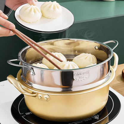 Stainless Steel Dumpling Steamer Basket,Insert for Pot Cooking(9.44INCH）