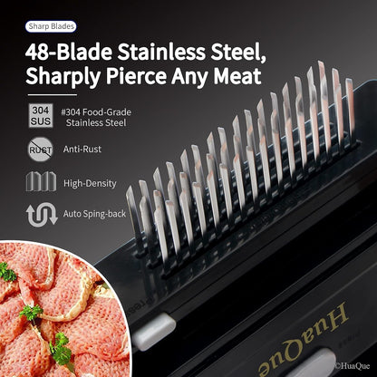 Meat Tenderizer, 48 Stainless Steel Needle Blade, Cleaning Brush and Safety Helmet, Used to Tenderize Steak, Chicken, Perfect for Family BBQs, Great Cooking Gift for Dad, Mom, Husband, Wife