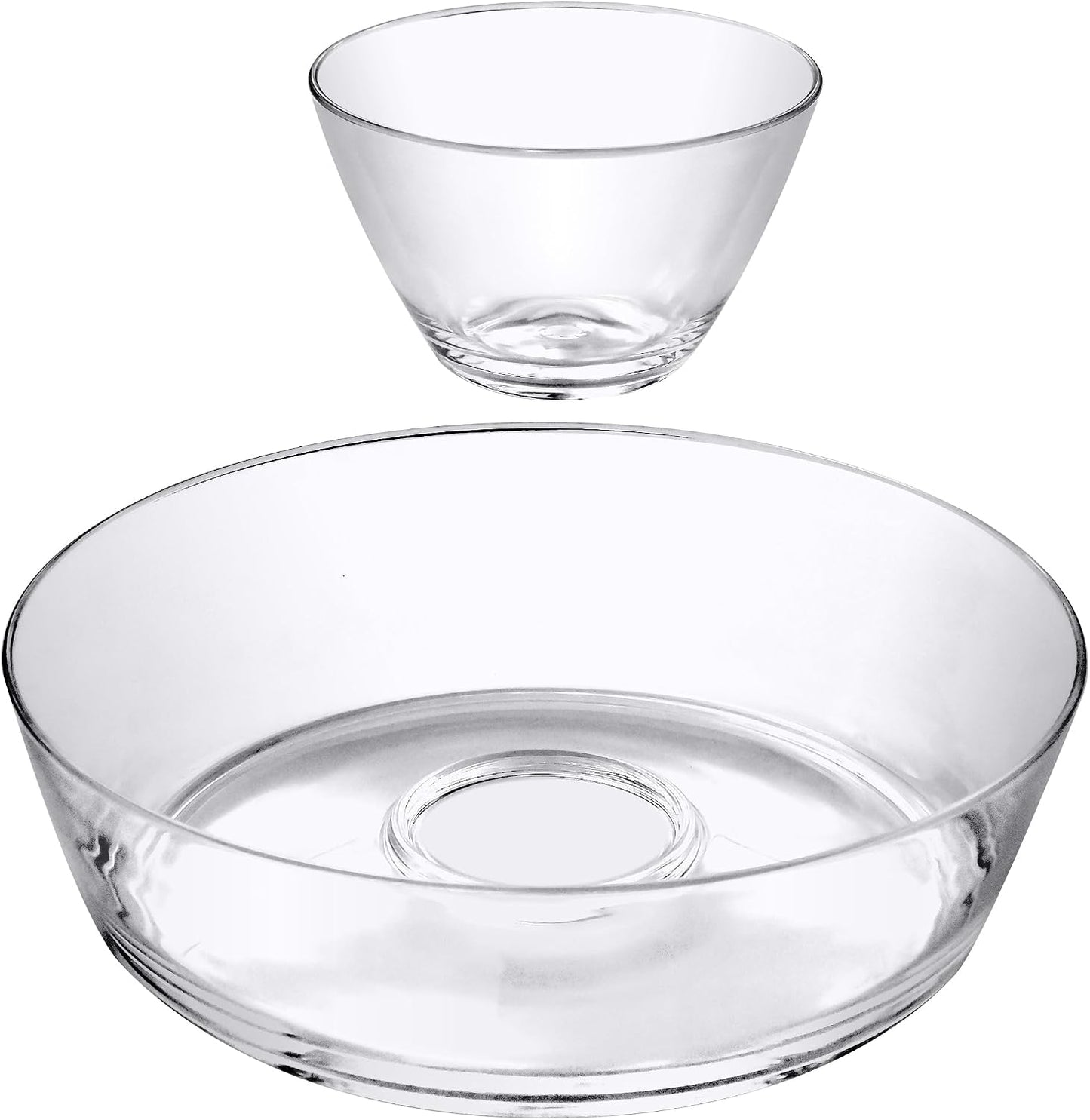 Amazing Abby - Charlie - Plastic Chip and Dip Bowl, Clear Serving Platter, Unbreakable Party Appetizer Tray, BPA-Free, Dishwasher-Safe, Great for Chips, Salsa, Veggies, Snacks, and More