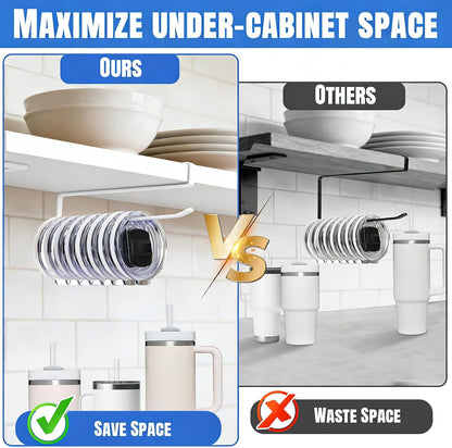 Tumbler Lid Organizer, No Adhesive or Drilling, Kitchen Space Saver