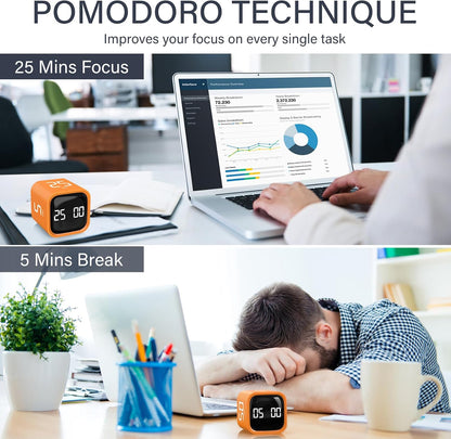 Rotating Productivity Timer 5/25/10/50, Desk Flip Timer, ADHD Tool