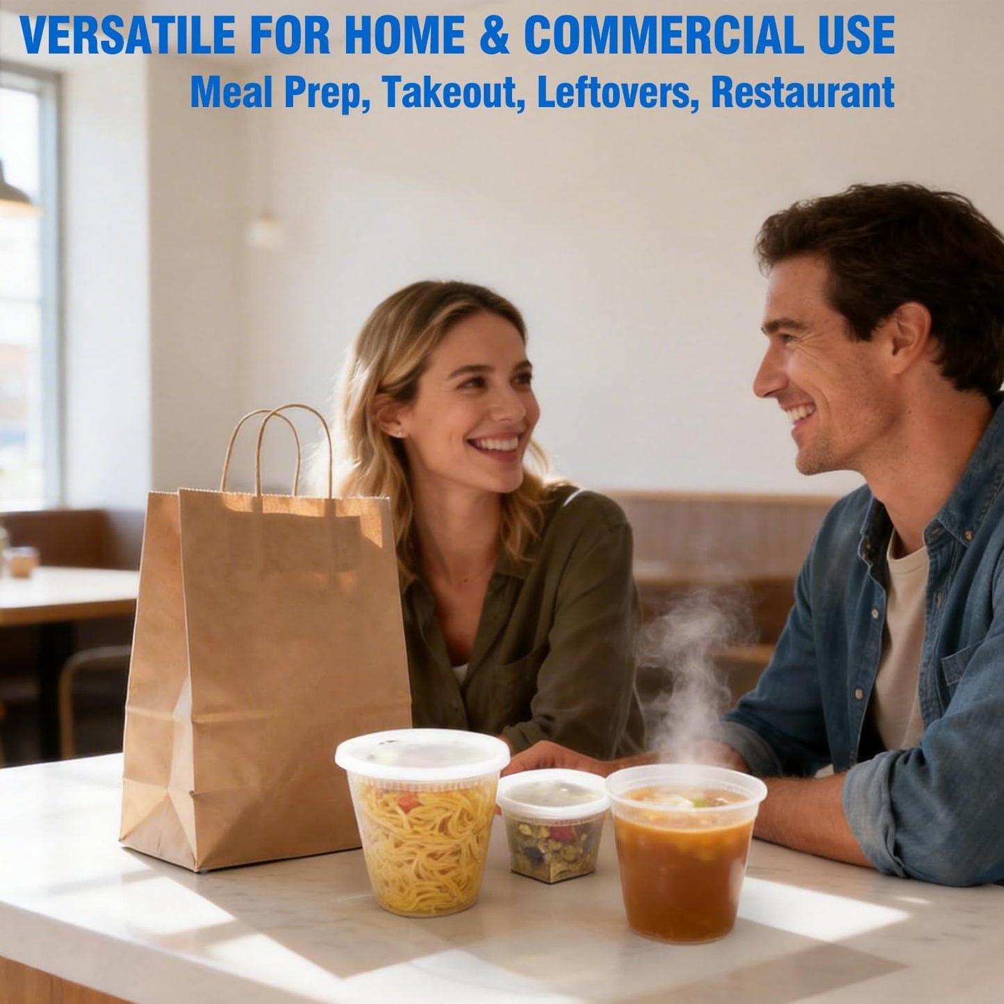 10 Sets 32 oz Plastic Deli Containers with Lids - Airtight, Leakproof Food Storage Containers, BPA Free, Freezer/Dishwasher/Microwave Safe, for Soup, Meal Prep, Takeout & Restaurant Use