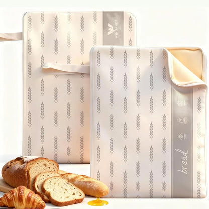 Wide Zipper Access Cotton &Beeswax Bags for Homemade Bread 2 Pack XL Reusable Beeswax Bread Bags for Homemade Bread Freezer Organic Cotton Food Storage Bags to Keep Fresh