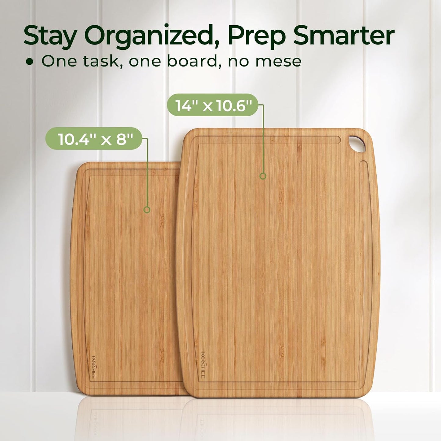 Keechee Dishwasher Safe Bamboo Cutting Boards Durable Lightweight Wood Cutting Board for Busy Kitchen, Easy Clean Wooden Chopping Boards with Juice Groove Set of 3 (L+M+S)