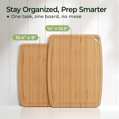 Keechee Dishwasher Safe Bamboo Cutting Boards Durable Lightweight Wood Cutting Board for Busy Kitchen, Easy Clean Wooden Chopping Boards with Juice Groove Set of 3 (L+M+S)