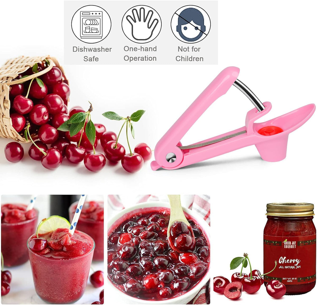Cherry Pitter Tool,Cherry Pitter Cherry Stone Remover Tool for Making Cherry Jam Cherries Corer Pitter Tool，Cherry Pitter Olive Pitter with Space-Saving Lock Design, Black
