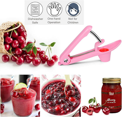 Cherry Pitter Tool,Cherry Pitter Cherry Stone Remover Tool for Making Cherry Jam Cherries Corer Pitter Tool，Cherry Pitter Olive Pitter with Space-Saving Lock Design, Black
