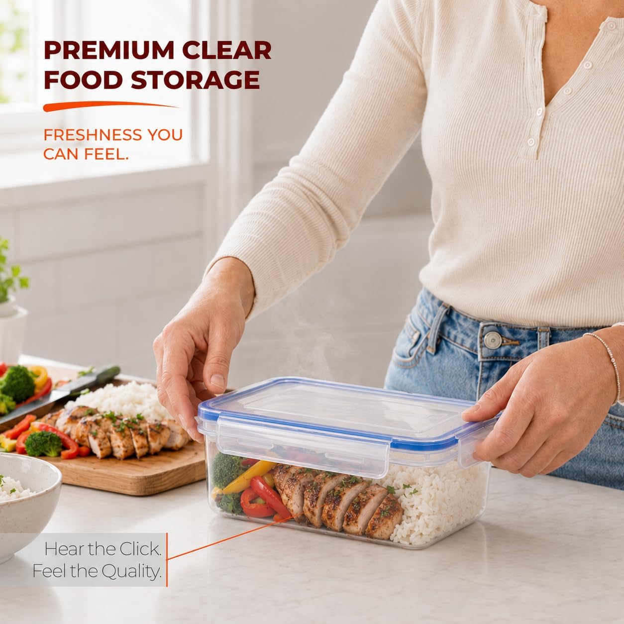 Tribello 250 oz Extra Large Airtight Food Storage Containers with SnapTight Lids – Clear, Stackable, BPA-Free Meal Prep Containers for Kitchen, Freezer & Pantry Storage