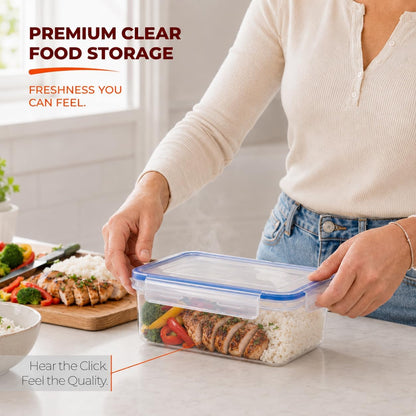 Tribello 250 oz Extra Large Airtight Food Storage Containers with SnapTight Lids – Clear, Stackable, BPA-Free Meal Prep Containers for Kitchen, Freezer & Pantry Storage