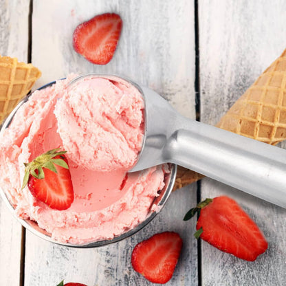 Pimoys Ice Cream Scoop, 7 Inch Aluminum, Nonstick, Bright Silver