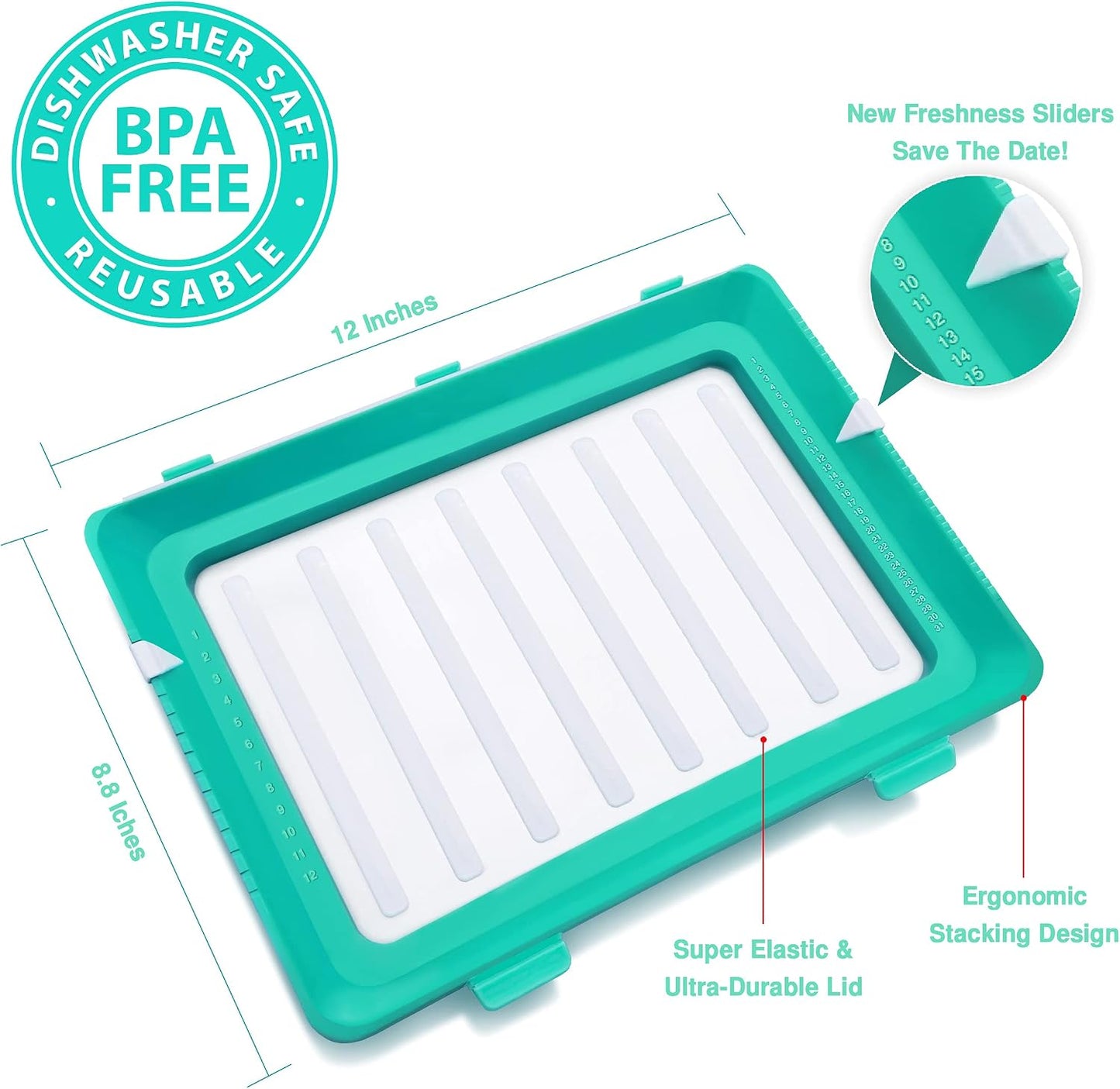 2022 Version 2 Pack - Stacking Food Storage Trays, Stretch Cover, Save Space and Keep Food Fresh, Reusable, Dishwasher & Freezer Safe, Durable, Meal-Prep, Food Storage Containers
