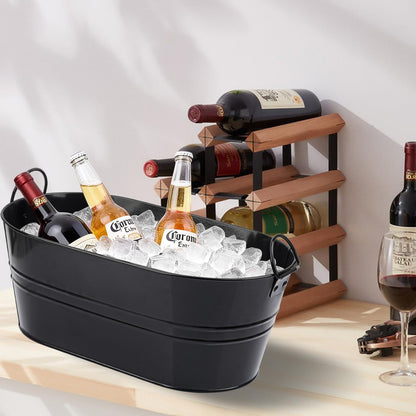 3 Pack 15.3" x 9" x 6" Yellow Metal Galvanized Tub with Handles, 3 Gallon Large Beverage Tubs for Parties, Beer, Wine, and Cocktails, Rust-Proof and Durable Ice Buckets