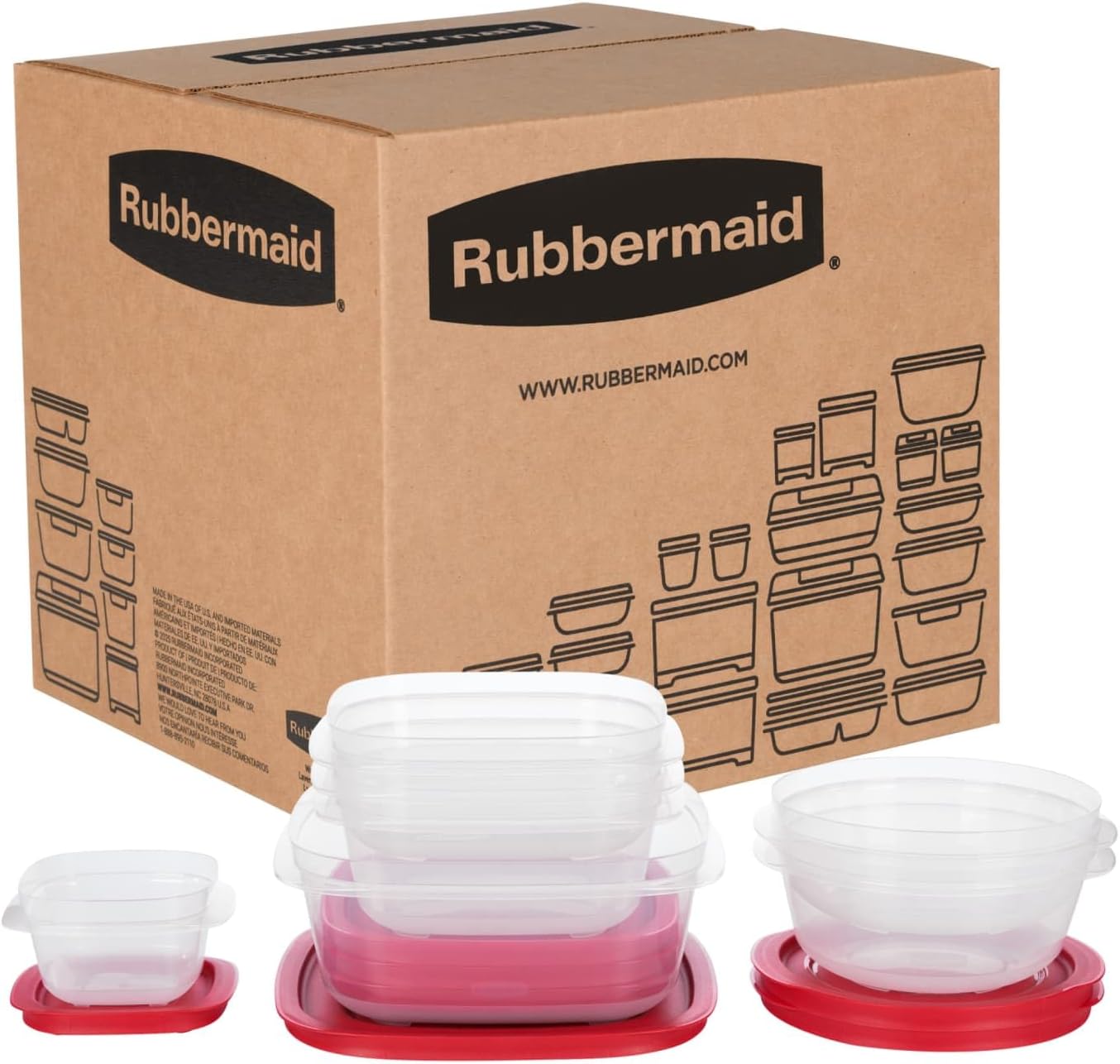 Rubbermaid EasyStore Large Containers, 18-Piece Set, Food Storage Containers with Lids