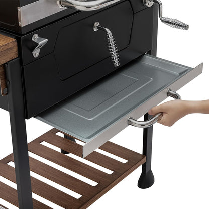 Royal Gourmet CD1824ET Movable Charcoal BBQ Grill with Foldable Side Tables, Outdoor Barbecue Grill with 470 Sq. In. Cooking Area for Outdoor Picnic and Camping Grilling, Black