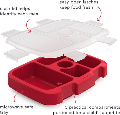 Bentgo® Kids Prints Tray with Transparent Cover - Reusable, BPA-Free, 5-Compartment Meal Prep Container with Built-In Portion Control for Healthy Meals At Home & On the Go (Mermaids in the Sea)