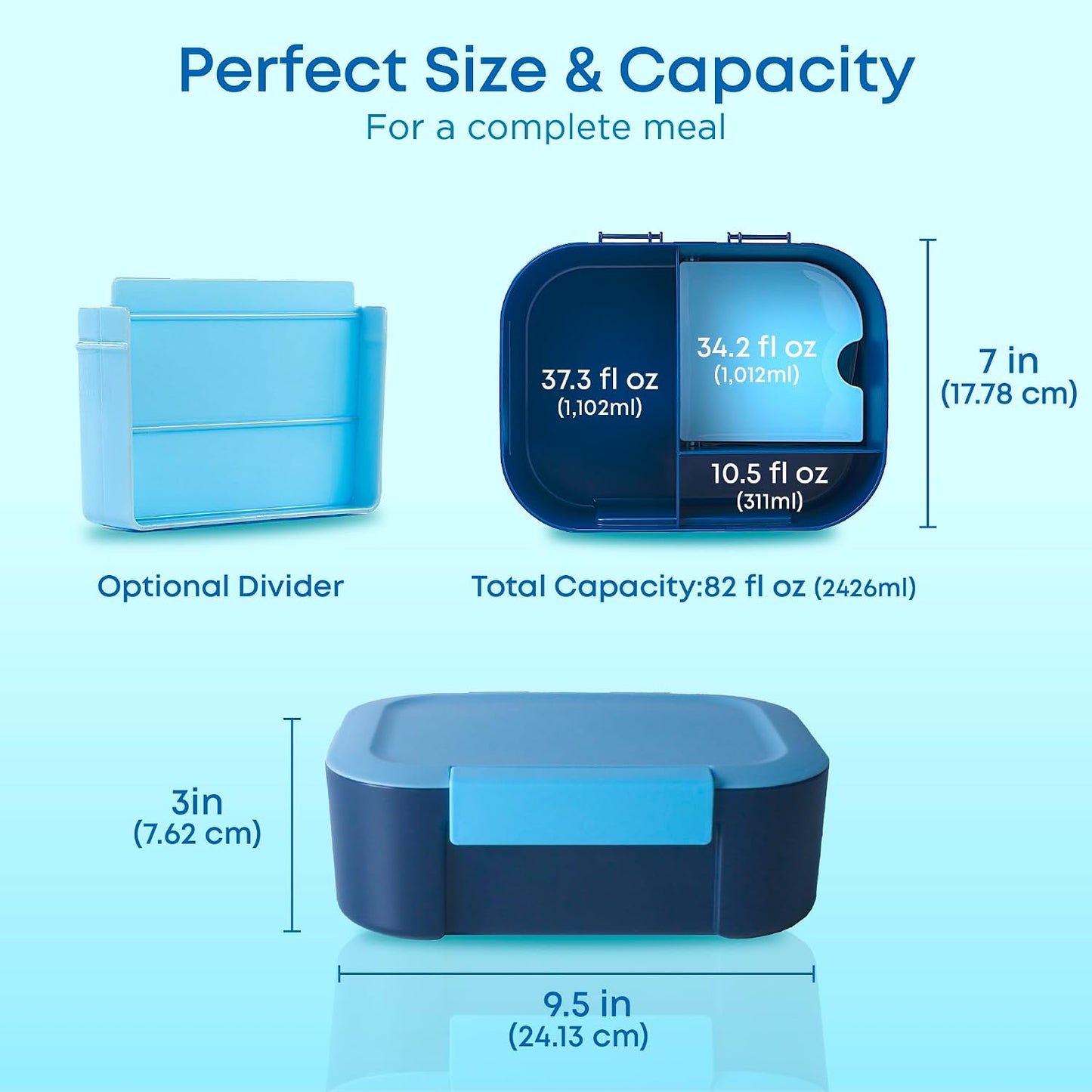 KARRICO Leakproof Lunch Box – 3-Compartment Bento Box, Cooler Pack & Adjustable Divider, Extra Large & BPA-Free – Dishwasher Safe, Ideal for On-the-Go Meals, Green