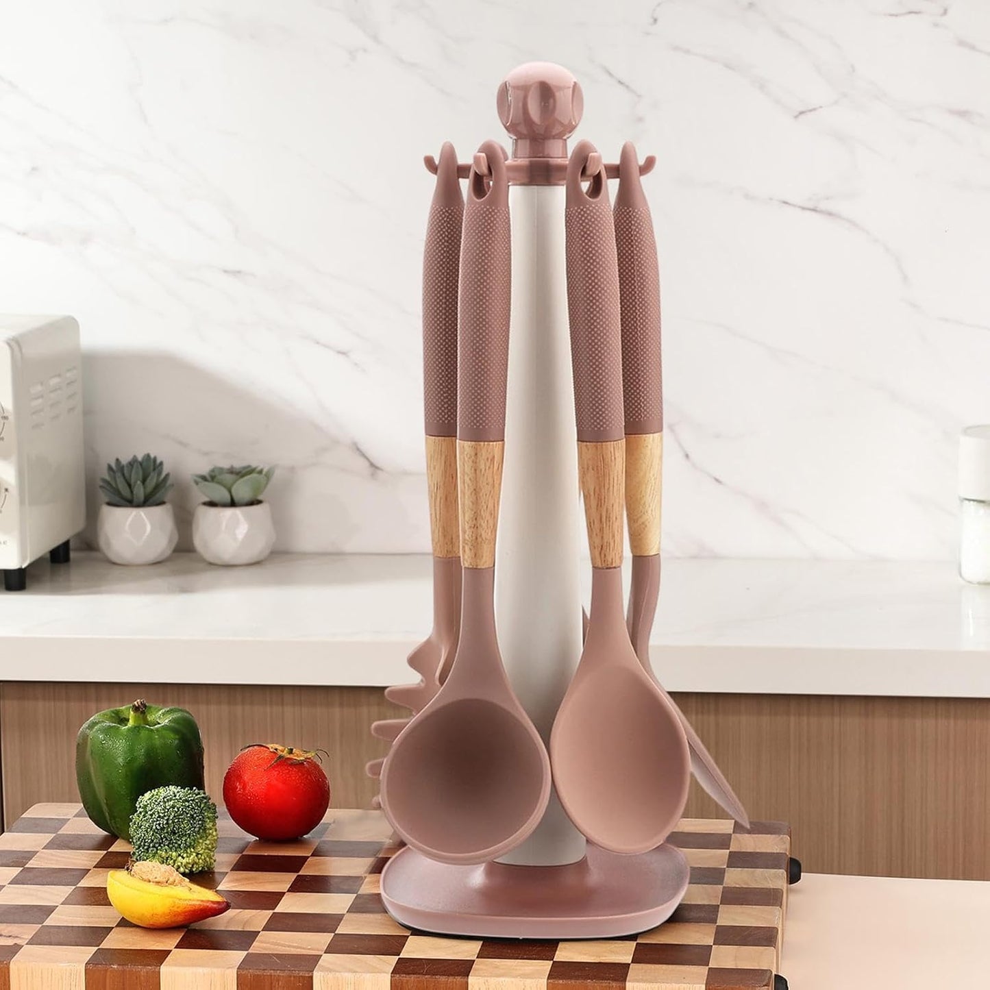 Cooking Utensils Set, With Holder, 1set, Silicone Kitchen Utensils Set, Silicone Spatulas, Food Grade Non Stick Coating Design, For Home Restaurant Camping