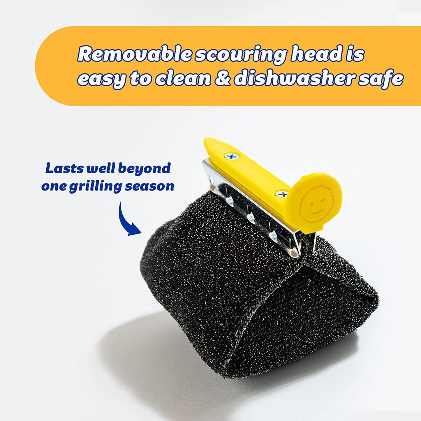 Scrub Daddy BBQ Daddy Grill Brush for Outdoor Grill - Bristle Free Grill Brush with Steel Grill Scraper + Scrub Brush - Temperature Controlled Scrubbing Power for Grill Cleaning (1 Count)