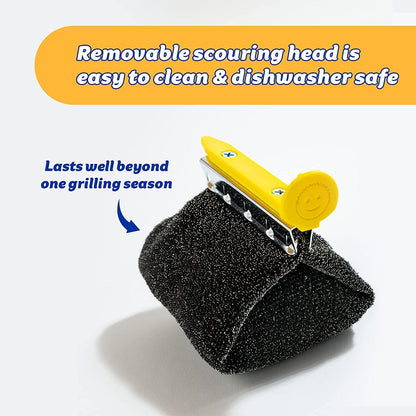 Scrub Daddy BBQ Daddy Grill Brush for Outdoor Grill - Bristle Free Grill Brush with Steel Grill Scraper + Scrub Brush - Temperature Controlled Scrubbing Power for Grill Cleaning (1 Count)