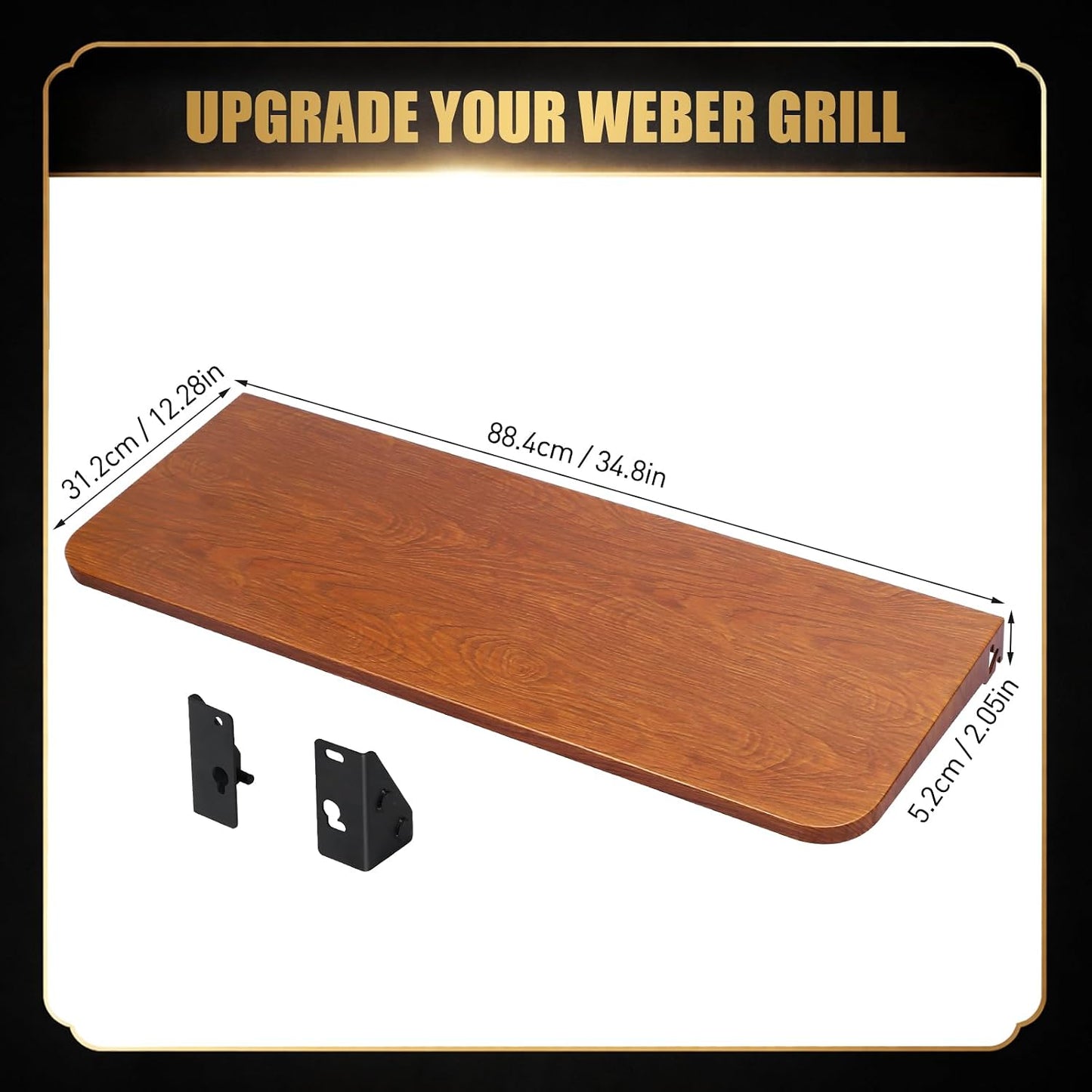 QuliMetal Folding Front Shelf for Traeger Pro 34, Texas Elite 34, Century 885 and Eastwood 34, 37" x 12" Heavy-Duty Grill Prep Table with Cutting Board, Stainless Steel Basin, Lid and 5 Hooks