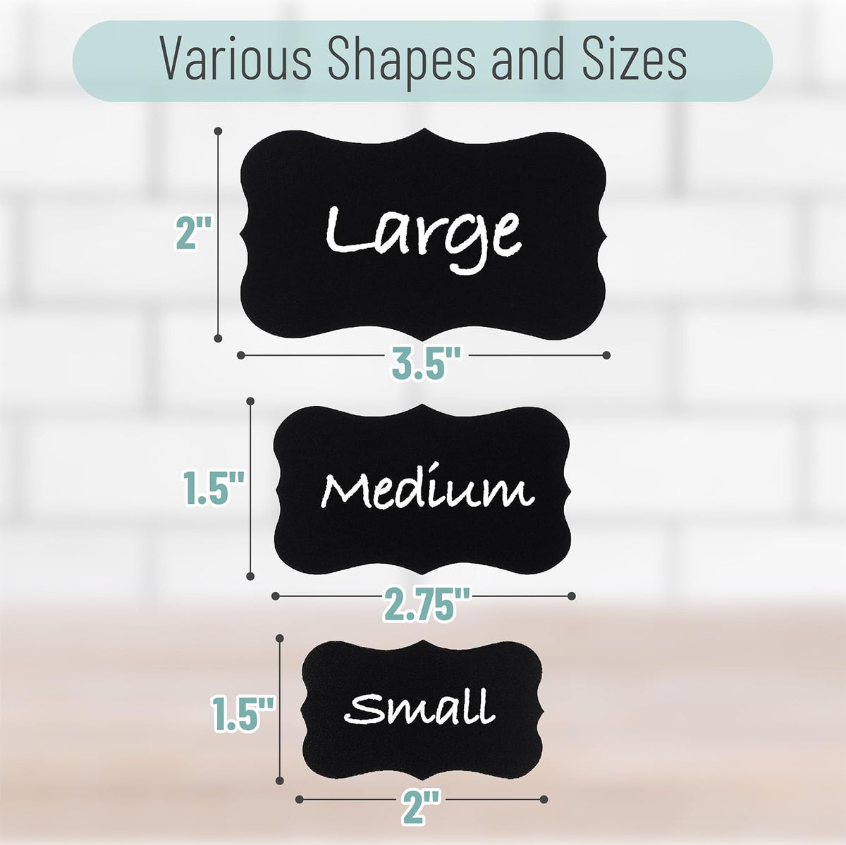 Mr. Pen- Chalkboard Labels, 100 pcs, Assorted Shapes | Waterproof Reusable Blackboard Stickers with 1 Erasable Liquid Chalk Marker for Mason Jars