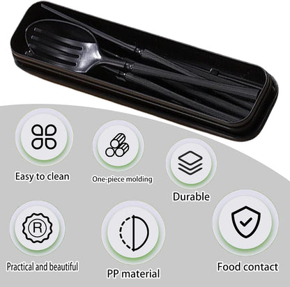 1 Set Large Reusable Travel Utensils Set with Case, Camping Cutlery for Office, Lunch, Dorm & Daily Work Use, Includes Spoon, Knife & Fork((Pink)