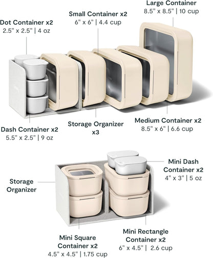 Caraway 13pc Glass Food Storage Container Set - Easy to Store, Non Toxic Lunch Box - with Glass Lids - Includes Storage Organizer - Mist